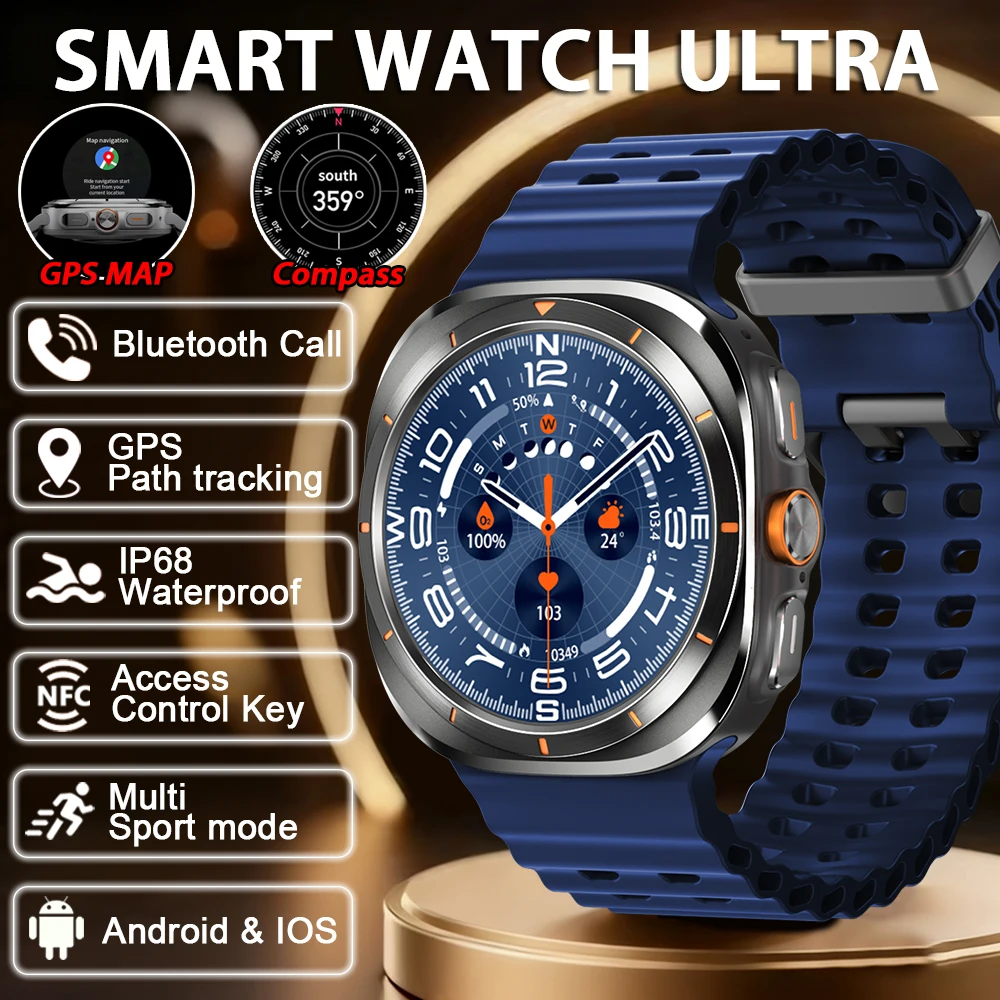 2026 New Watches 7 Ultra GPS Track Smart Watch For Men Women Health Sport AMOLED Heart Rate Bluetooth Call Waterproof Smartwatch