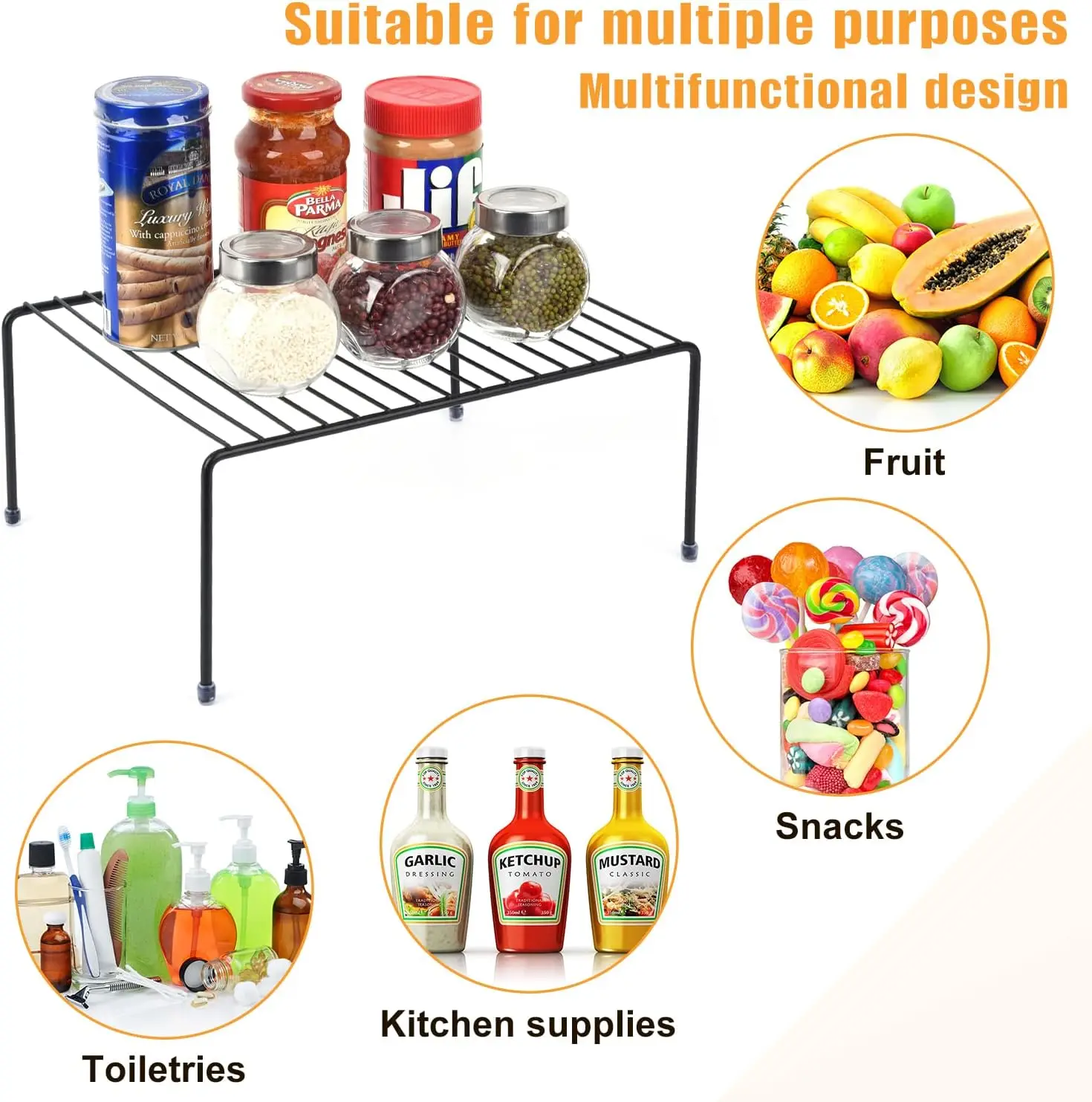 Cabinet Storage Shelf Rack , Kitchen Shelves，Kitchen Counter and Cabinet Shelf, Storage Rack Organizer