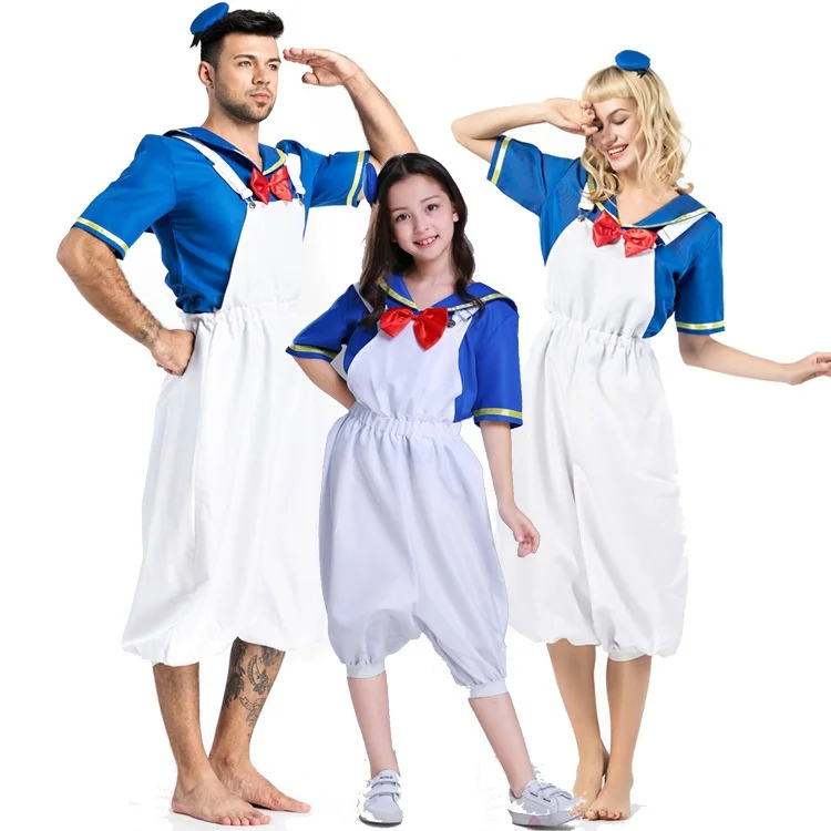 Stroje dla par Donald Du na Halloween, ubrania na występy, kostiumy pasujące dla rodziców i dzieci, przebrania do odgrywania ról, cosplay, męskie, damskie