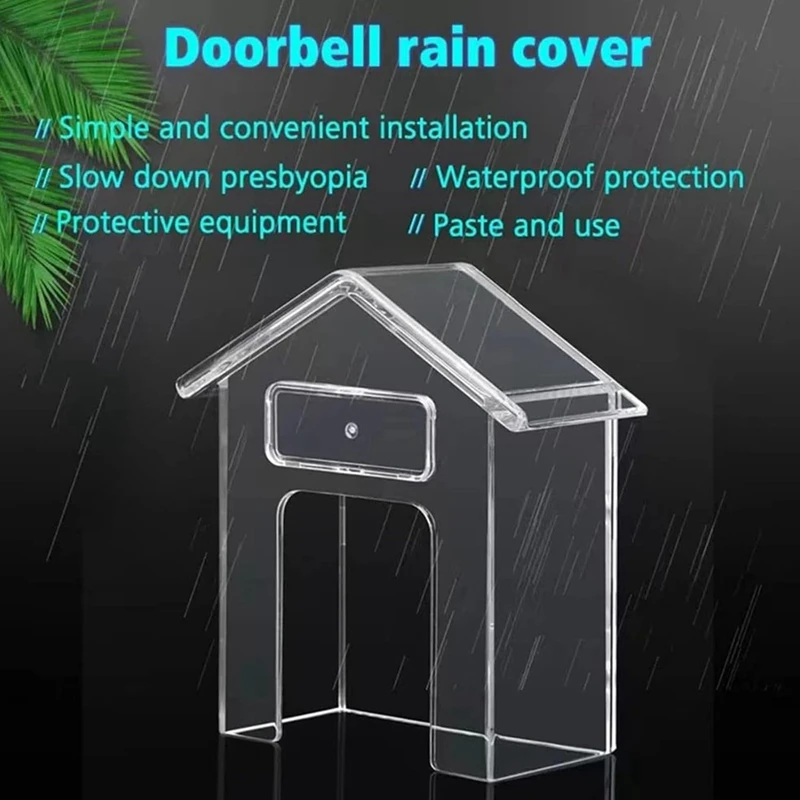 2 PCS Waterproof Doorbell Cover Clear Outdoor Keypad Cover Plastic Adhesive Outdoor Rings Doorbell Protector Case Durable