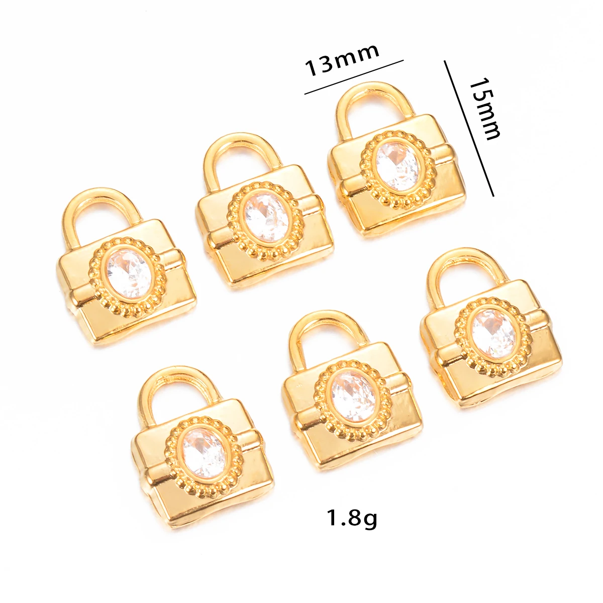 5pcs Gold Stainless Steel Charms Zircon Lock for DIY Jewelry Making  Pendant Earrings Findings PadLock Accessories Supplies