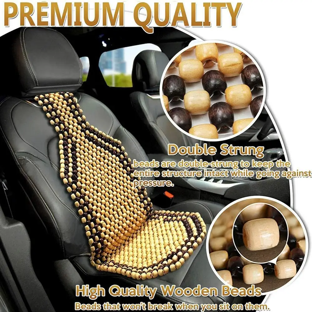 1pcs Car Seat Cushion Auto Cushion Wood Beads Thick Suppot Wooden Cover Mat Universal Bead Seat Seat Massage Summer Wooden U3P7