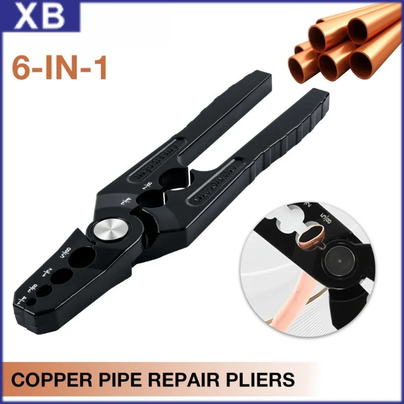 

6-In-1 Air-Conditioning Copper Pipe Rounding Pliers Flat Pipe Restore Rounding Tools Diameter 1/4" 3/8" 1/2" 5/8" 3/4" 7/8" Pipe