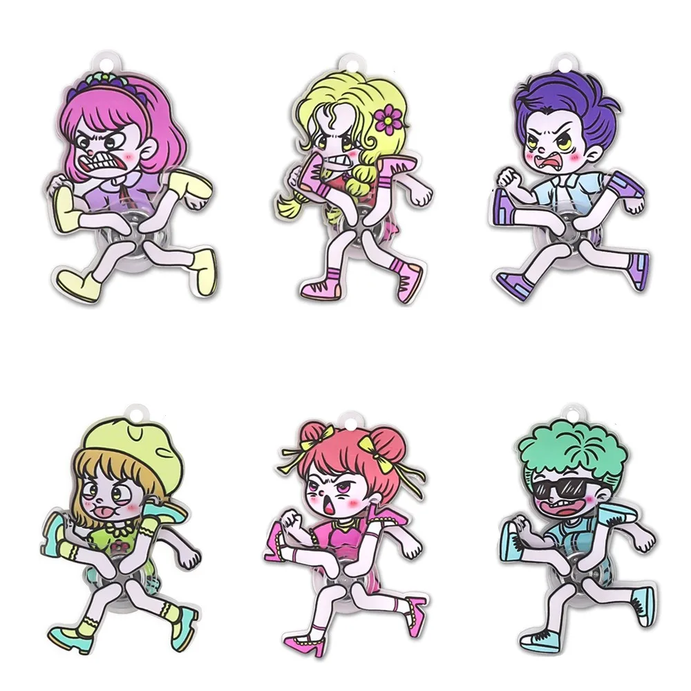 

12 шт./компл., забавный дизайн, вращающийся брелок с гироскопом, спортивный бег, тема, вращающаяся функция, ручной спиннер, гироскоп, милый аниме-стиль