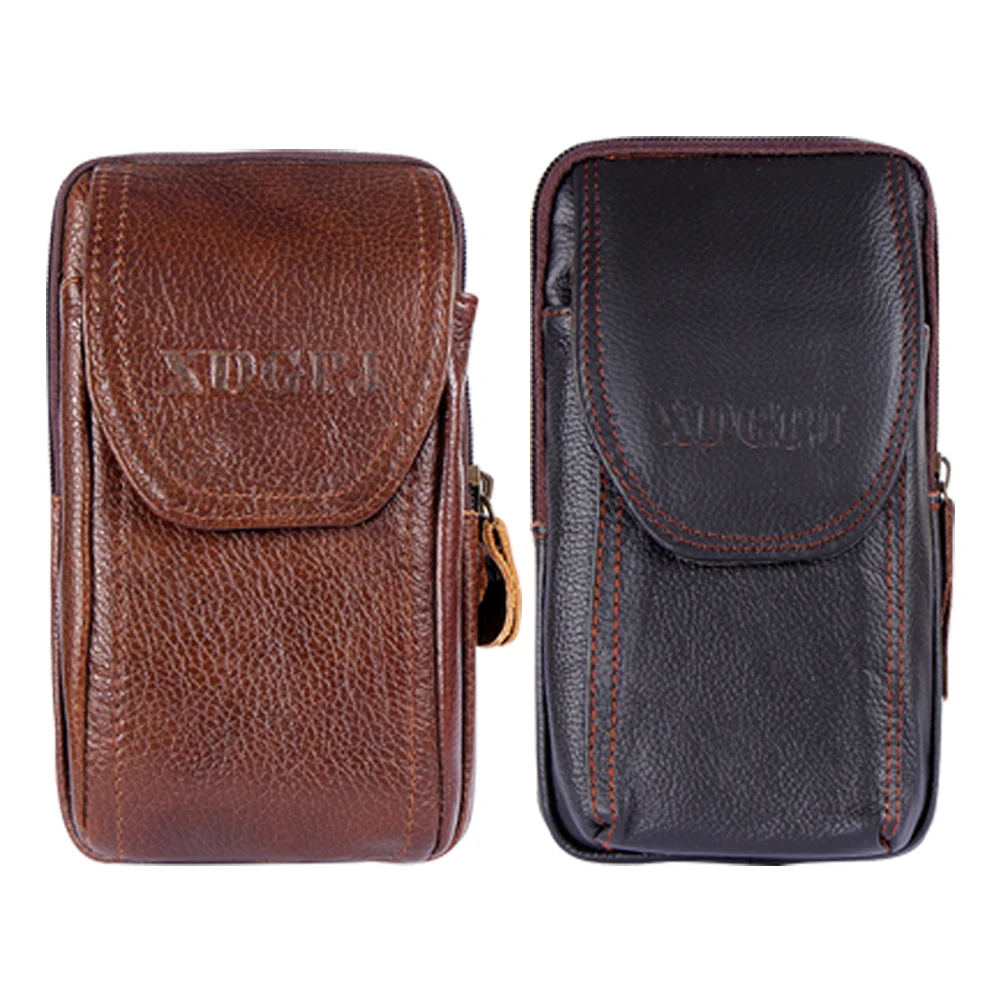 Mężczyźni Outdoor Sports Waist Bag Fashion Cowhide Wallet Slim Coin Purse Coin Pocket Bag Mobile Phone Holder Bag for Best Gift