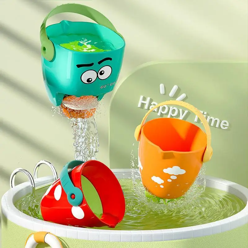 Baby Shower Bathtub Toys Mini Leaky Bucket Eco-Friendly BPA Free Toy for 1-4 Year Old Toddlers Beach Pool Play