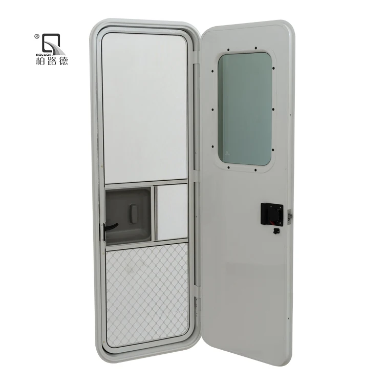 

Customized Easy To Clean European RV Door For Camper Aluminum Caravan Hinges Frame Camper RV Entry Door With Metal Door