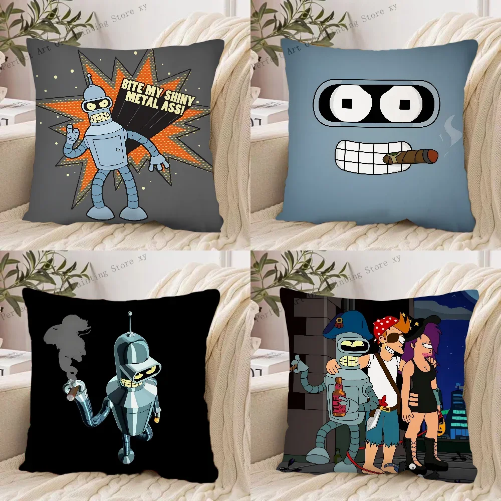 Kawaii F-Futurama B-Bender Anime Pillow Case Fashion Square Pillowcase Bedroom Sofa Room Ins Decoration Leisure Cushion Cover