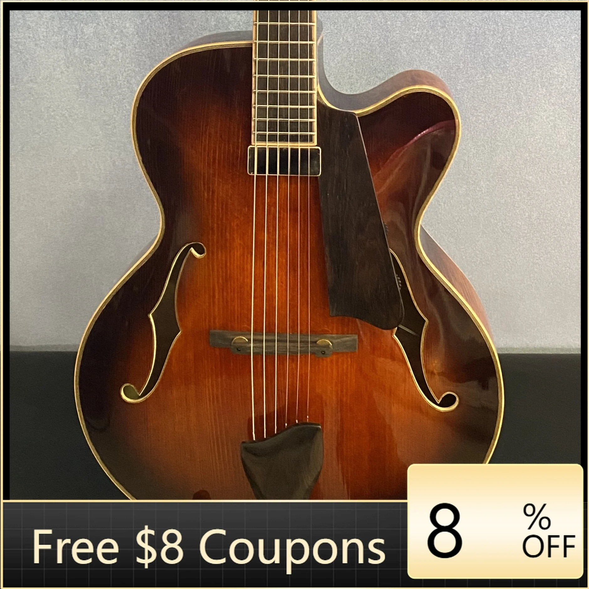 

STLF Yunzhi Luthier Handcrafted 16\" Jazz Electric Archtop Acoustic Guitar Flamed Maple Hollow Body Gloss Ebony Fingerboard Spru