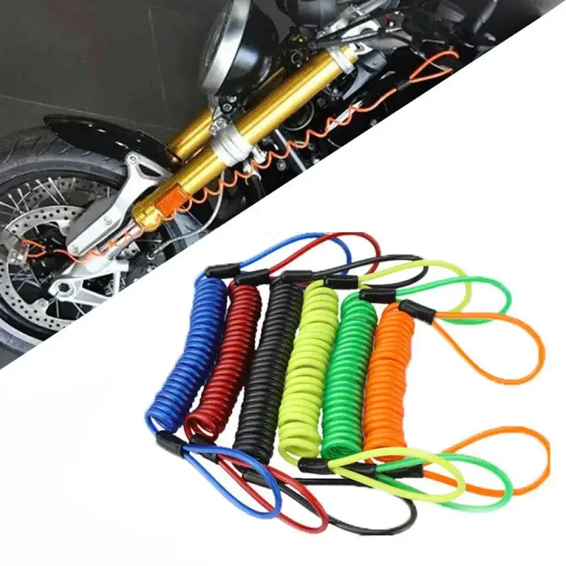 120cm Motorcycle Disc Lock Security Anti-theft Wheel Reminder Cable 2 Looped-ends Steel Coil Safety Protect Lock Rope