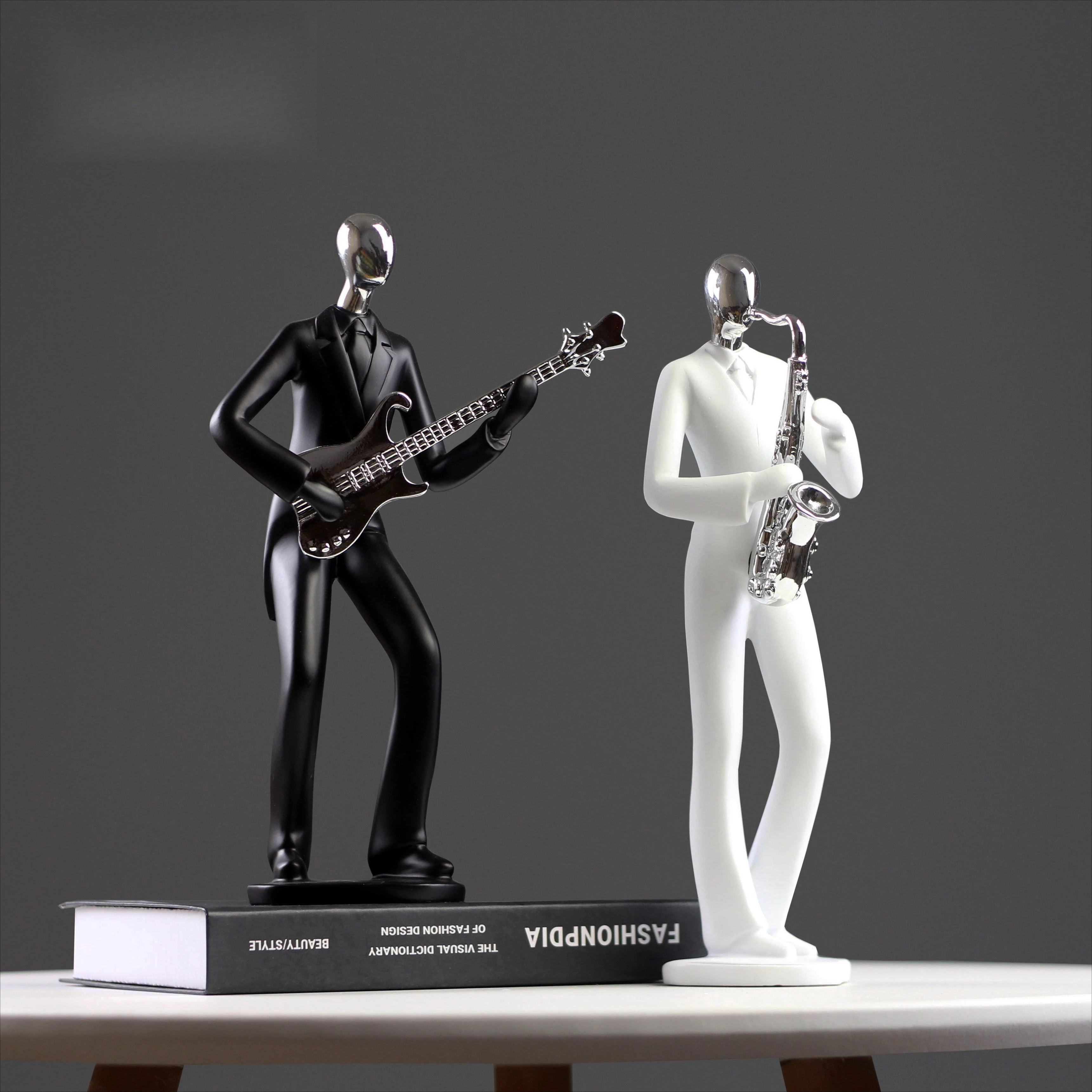 

Nordic Luxury Musical Character Figurine Creative Musician Ornament for Living Room Office Desk Decor
