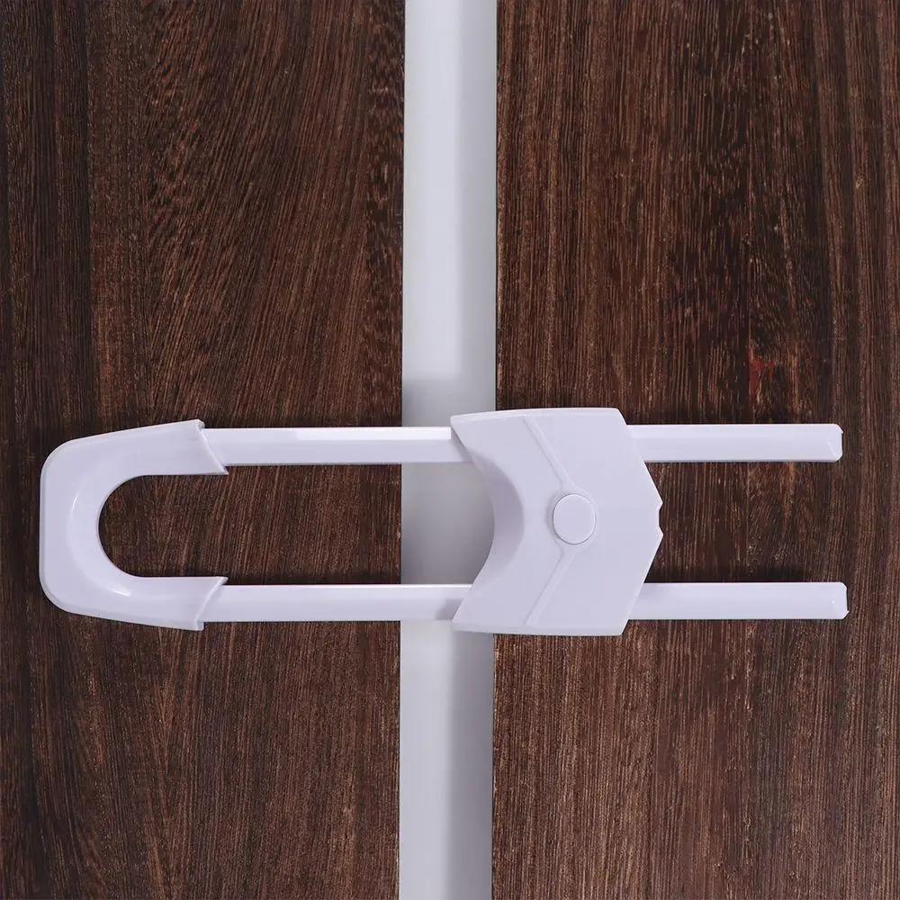 Children Security Protector Baby Double Door Cabinet Locks Plastic Protection Equipment Slot Locks Straps Multipurpose