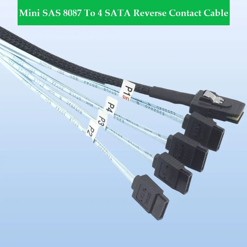 ADT-Link Mini SAS 8087 To 4 SATA Reverse Contact Cable - 4.0 Computer Server Cable with No Shrapnel for Enhanced Performance