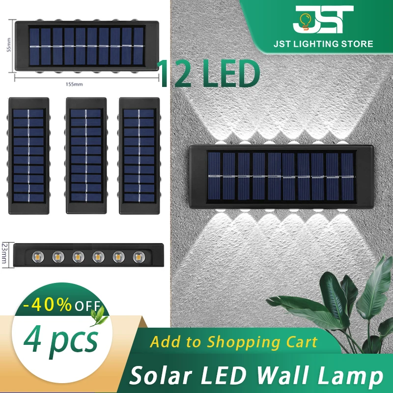 Outdoor Solar Lights Waterproof Garden Lamp For Aisles  Hallways garden decoration atmosphere Solar LED Wall Lamp 10 LED 12 LED