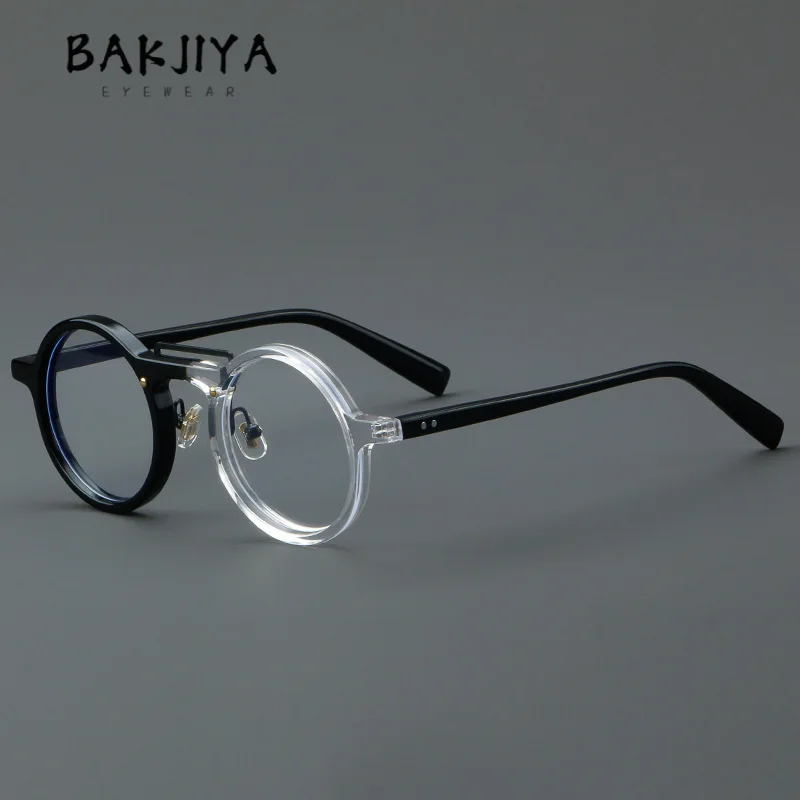 

Fashion Black Clear Vintage Frame Acetate Round Eyeglasses Personality Designer Men and Women Prescription Reading Glasses Frame