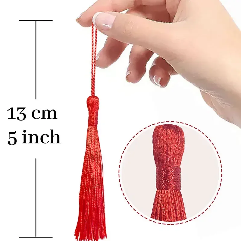 100Pcs 13cm Tassels Bookmark Tassels Silky Handmade Soft Craft Mini Tassels with Loops for Bookmarks DIY Crafts Jewelry Making