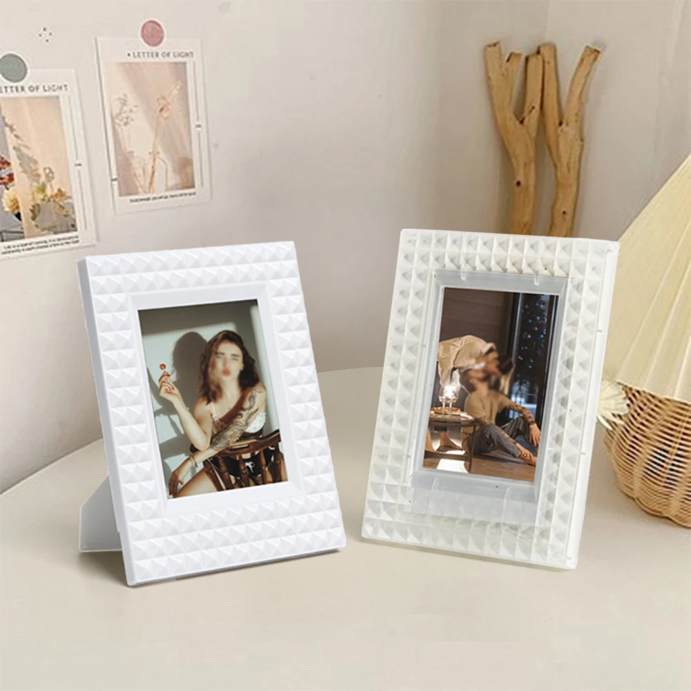 3 Inch Mini Photo Frame Rivet Pattern Colorful Picture Display Stand Picture Frame Desktop Decor Album Idol Photocard Holder INS