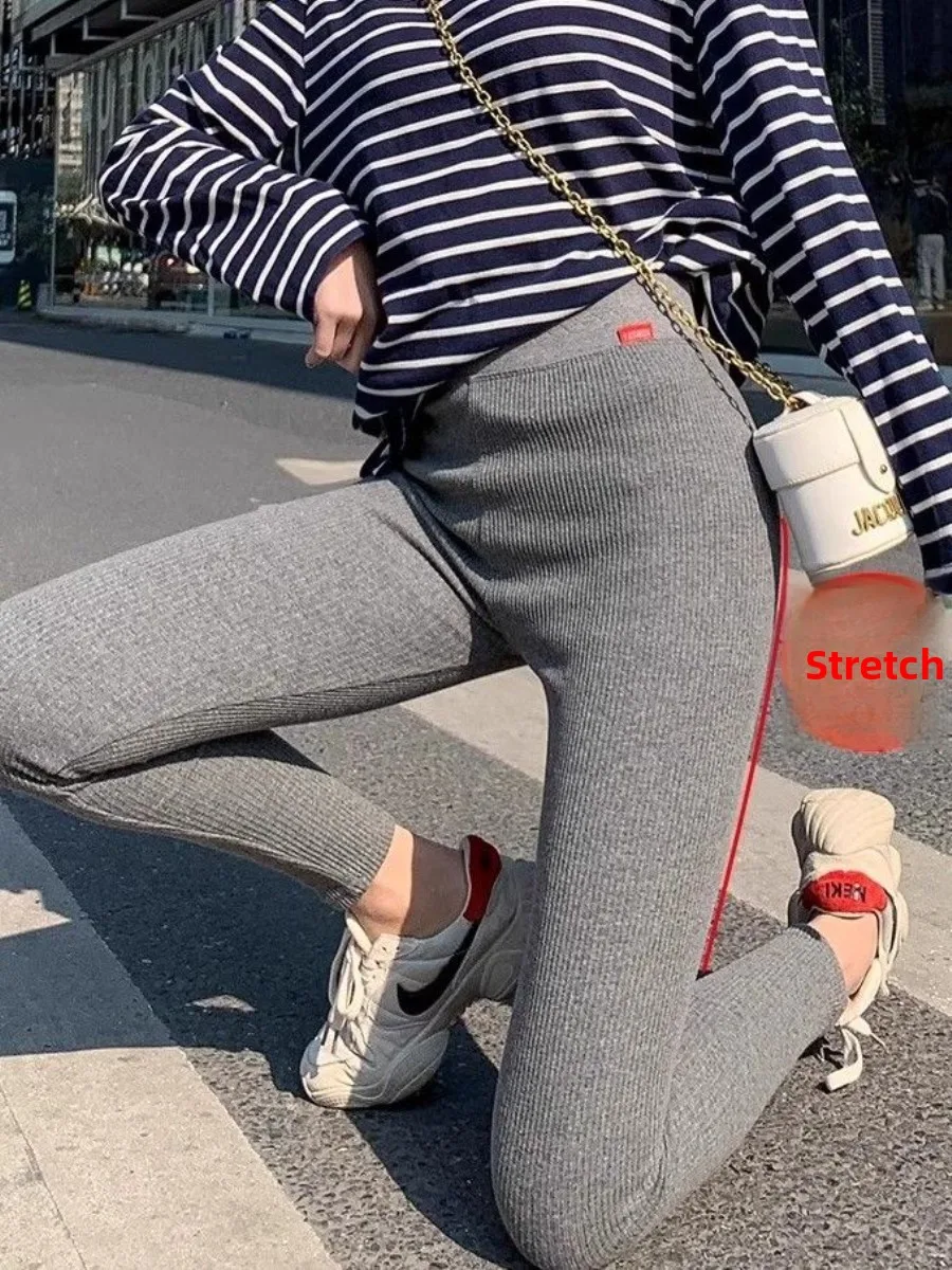 Korean Style Versatile Thickened Fleece Lined Fitness Leggings Women's Outerwear Autumn Winter Tight Elastic Knee Support Hea...