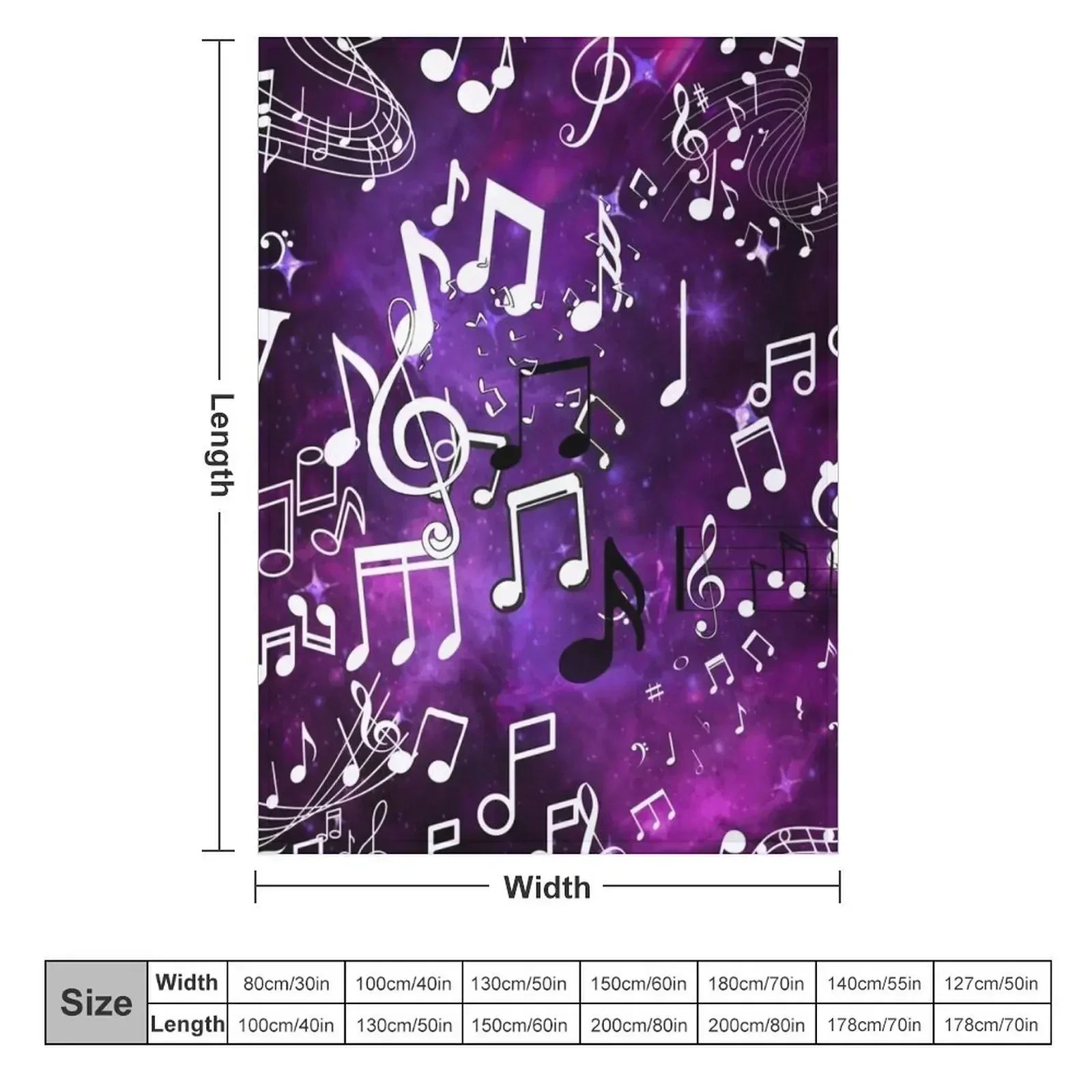 Purple glow music notes Throw Blanket couch cozy soft plush fuzzy picnic outdoor blanket