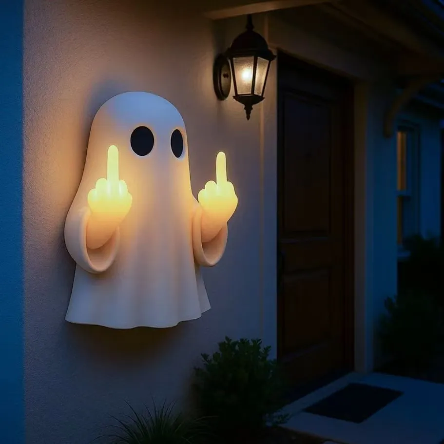 

Halloween glowing middle finger ghost night light pumpkin ornament ghost festival bar party horror atmosphere decoration