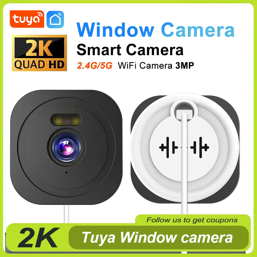 2k-tuya窓用カメラ-24ghz-5ghz-wifi対応-室内ミニカメラ-家庭用セキュリティ-5mpカラー暗視-人感センサー搭載カメラ