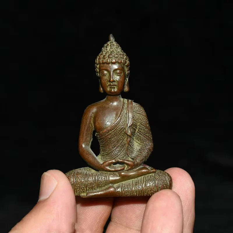 Old Tibet Buddhism Purple Bronze Sit Sakyamuni Amitabha Buddha Statue Figurine Desk Decoration Home Accessories