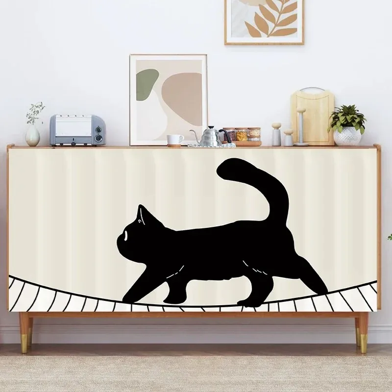 VIKAMA Cute Black Cat Self-Adhesive Ugly Covering Curtains Are Suitable For Shoe Cabinets/Wardrobes And Are Easy To Install