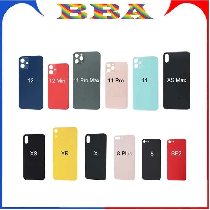 3Pcs OEM Large Hole Rear Glass Battery Cover for iPhone 15 13 12 14 Mini 11 PRO MAX 8 PLUS, X, XR, Xsmax High Quality Glass