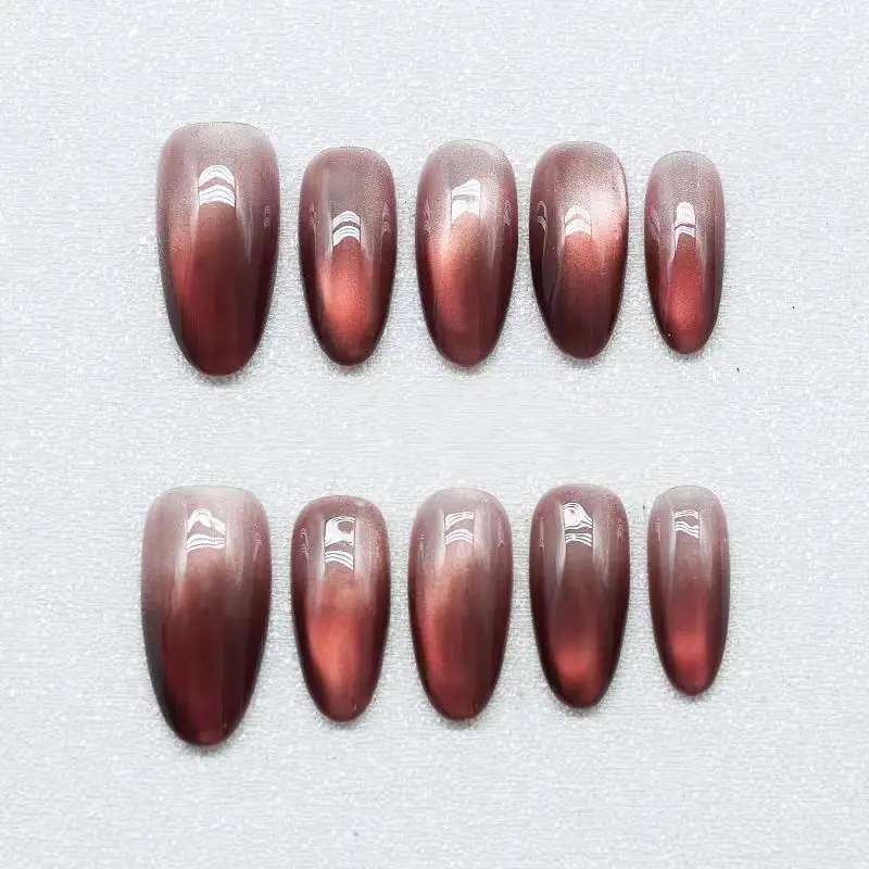 

Cute and high-end gradient almond whitening nail art, hand-made custom wearable nails, reusable nail art
