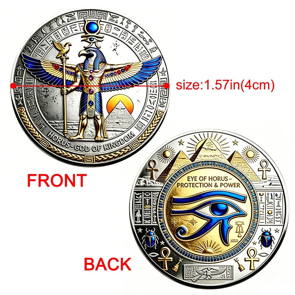 1pc 2D Printed Ancient Egyptian God Horus Collectible Coin Pyramid Protection & Power Commemorative Coin Souvenir Culture Gifts