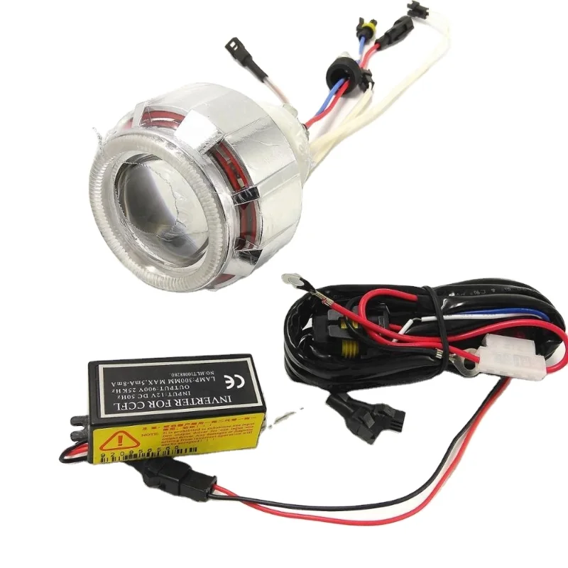 2.5 Inch Double Angel Eyes Projector For Universal Car And Hid Bi Xenon Projector Lens Kit Other Car Light Accessories