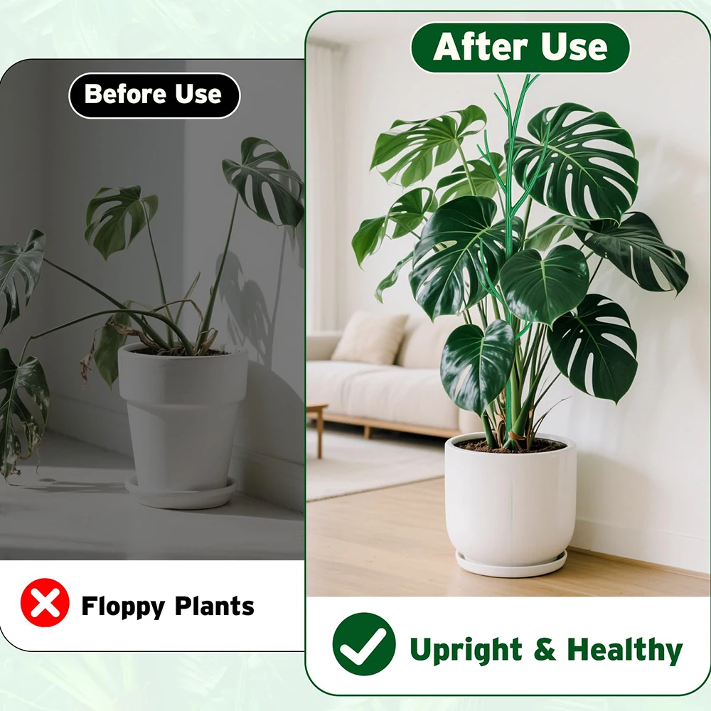 30/60/90cm Twig Plant Support 3pcs Bracket Tree Branch Plants Stakes Detachable Trellis for Garden Potted Flower Moss Pole
