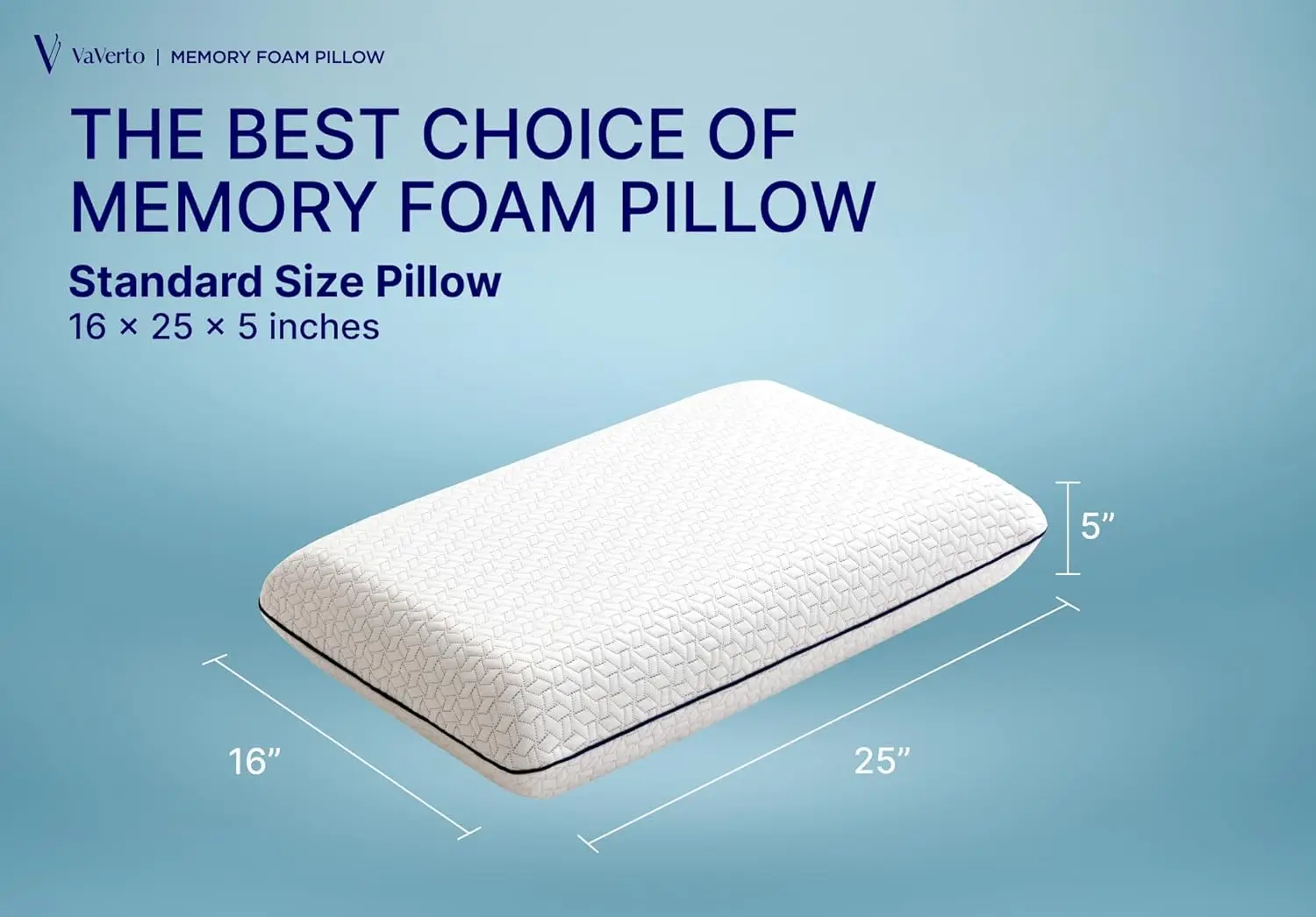 Gel Memory Foam Pillow - Standard Size, 2 Pack, Firm Pillow for Neck and Shoulder Support, Orthopedic, Firm, Cooling