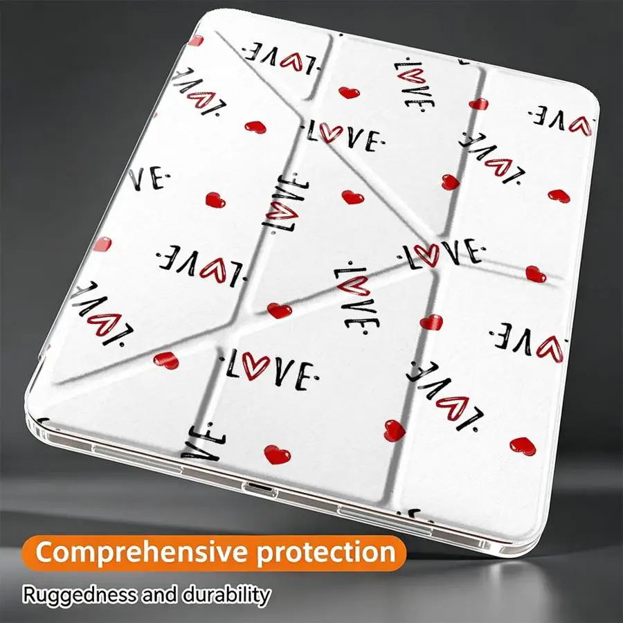 Tablet Case For Samsung Galaxy Tab S8 A11 S9 Plus S7 FE A9 Plus A8 S10 Lite With Pen Slot Cover LOVE Red Heart Print