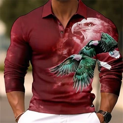 Animal Men'S Polo Shirt 3d Wolf&Eagle Print High-Quality Men Clothing Summer Casual Short Sleeved Loose Oversized Shirt Tops Tee