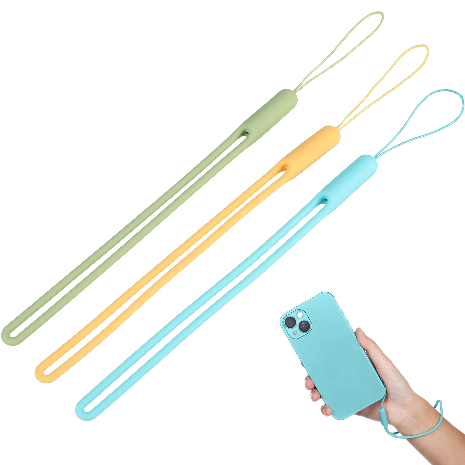 

3 Pcs Phone Lanyard Wrist Adjustable Sling Key Chain Touch Pen Case Hand Strap Lemon Green PHONE WRIST STRAP