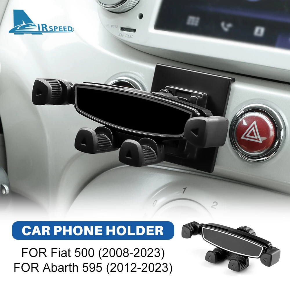 Car Gravity Phone Holder For Fiat 500 08-23 Abarth 595 2012-2016 2017 2018 2019 2020 2021 2022 2023 Rotate Bracket Accessories