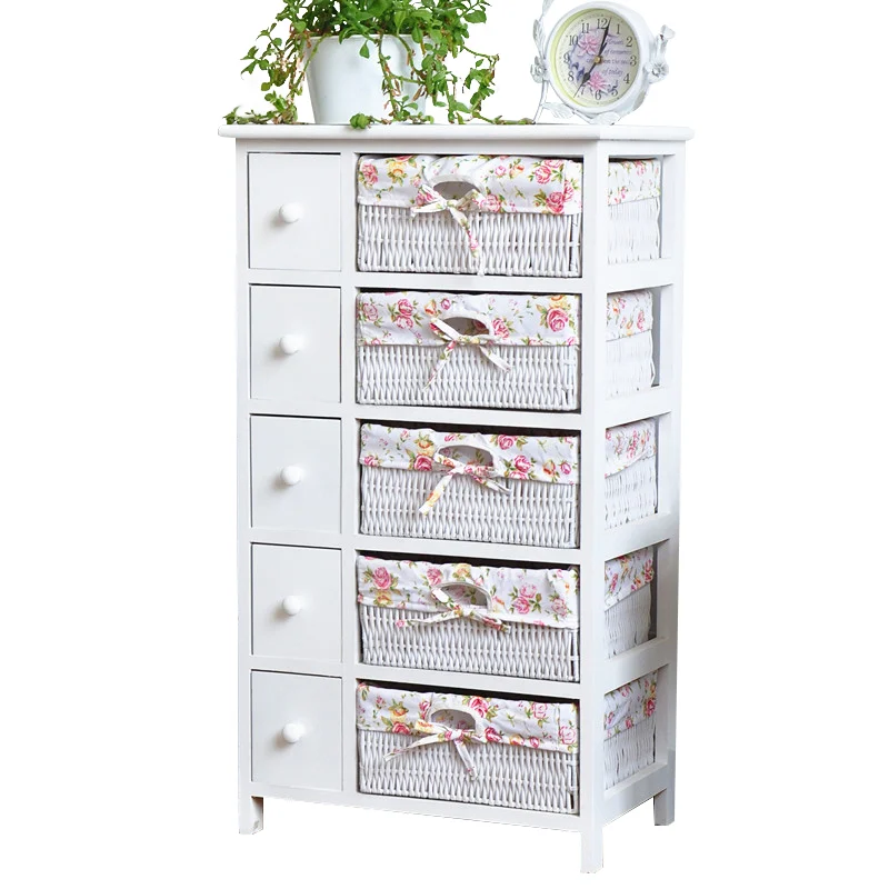 

Прикроватная тумбочка из ротанга для спальни, простой белый узкий шкаф для хранения вещей, небольшой американский шкафчик