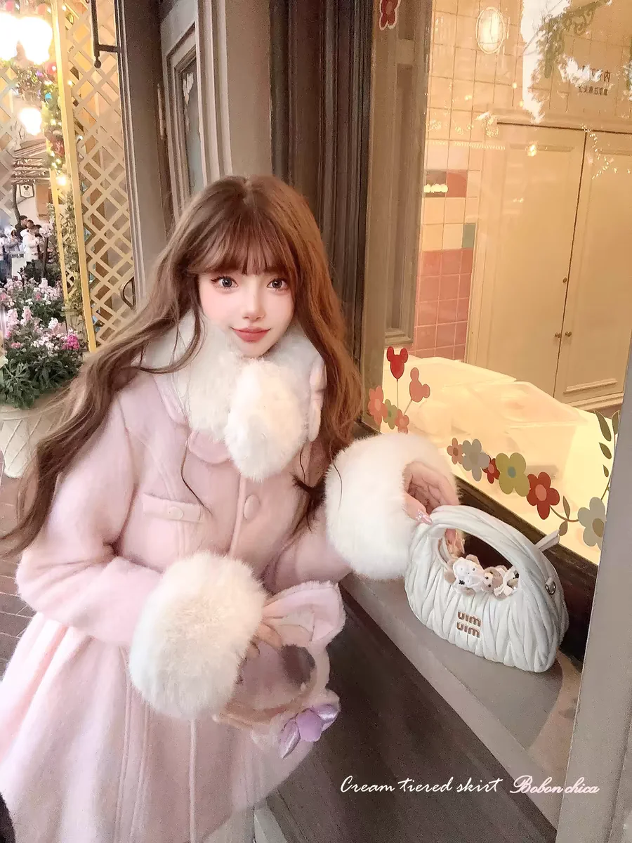 Princess sweet lolita coat bobon21 warm 45% wool woolen large collar coat  C2378