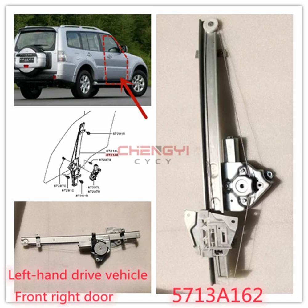 Front Right Door Window Regulator Assembly For Pajero Montero V93W V95W V96W V97W V98W 5713A162 (5door version Left Rudder)