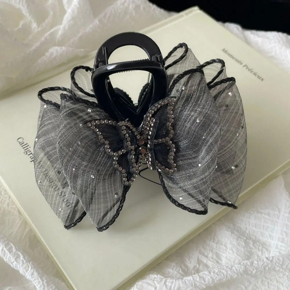 

Новый большой шифоновый бант, коготь для волос, двухслойная заколка для волос в форме бабочки, головной убор, сетчатые заколки с пузырьками в виде акулы, зажимы, женские заколки для волос