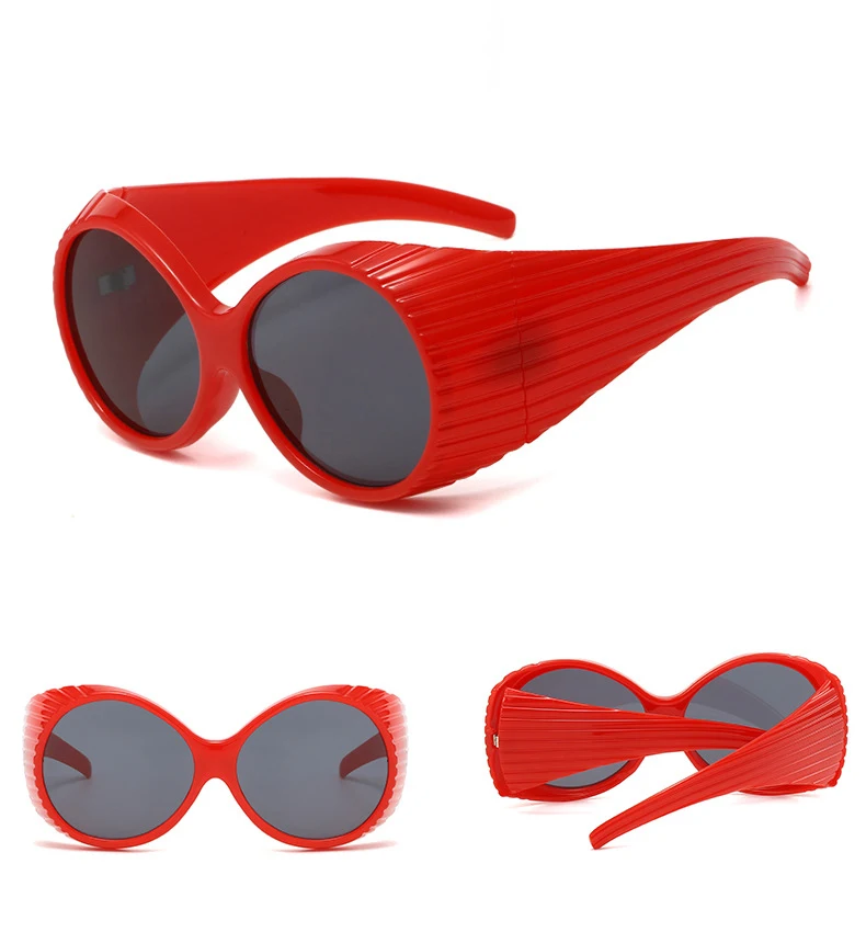 56971 übergroße ovale Brille Frauen Trend Schutz Sonnenbrille Farbverlauf Farbe Retro Sonnenschutz Spiegel Mode Streifen Farben uv400 – Detail 8