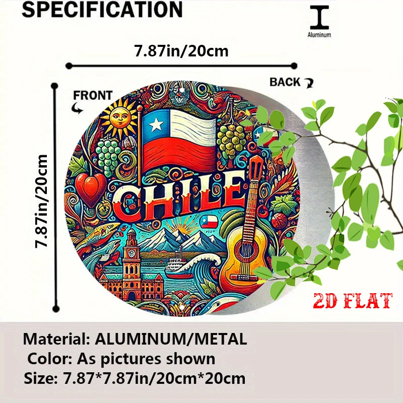2D Metal Sign Chile Country Flag Vintage Retro Colorful Folk Art Guitar Wine Tin Wall Decor for Home Bar