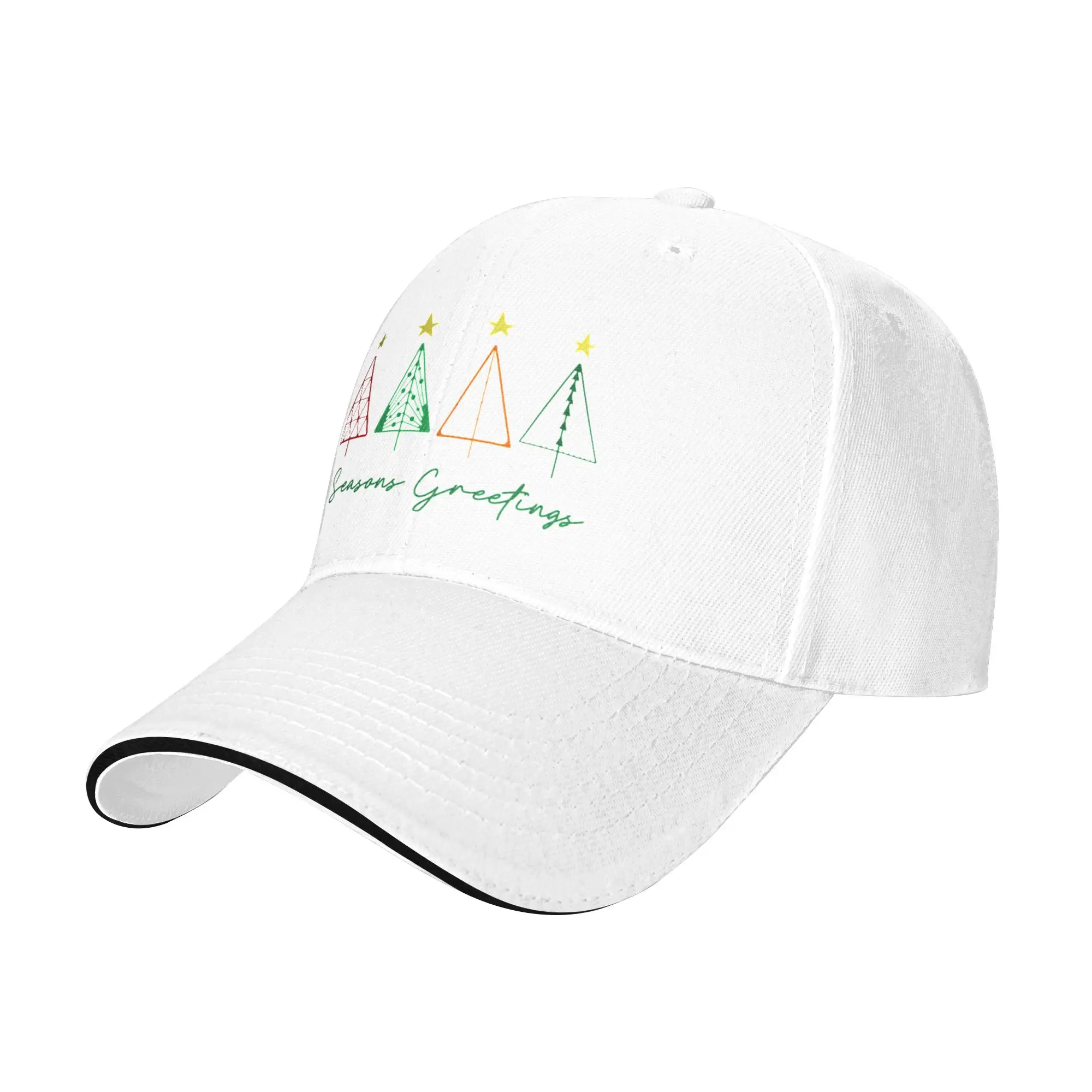 Seasons Greetings Minimalist Christmas Trees in color outline Gift For Children Men Women A Baseball Cap Hat