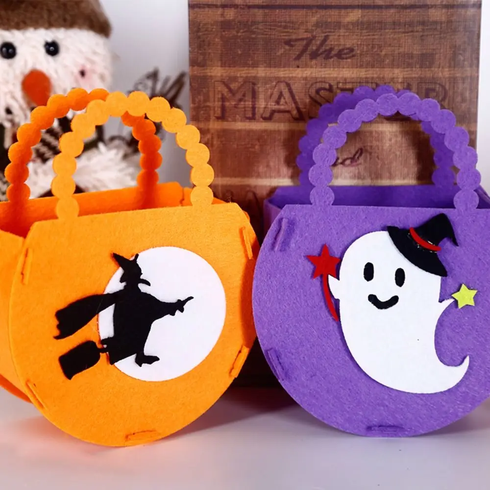 Bolsa de fantasma de Halloween no tejida, Cubo de calabaza de murciélago lindo, tela de fieltro, bolsa de dulces de murciélago de bruja, evento y fiesta