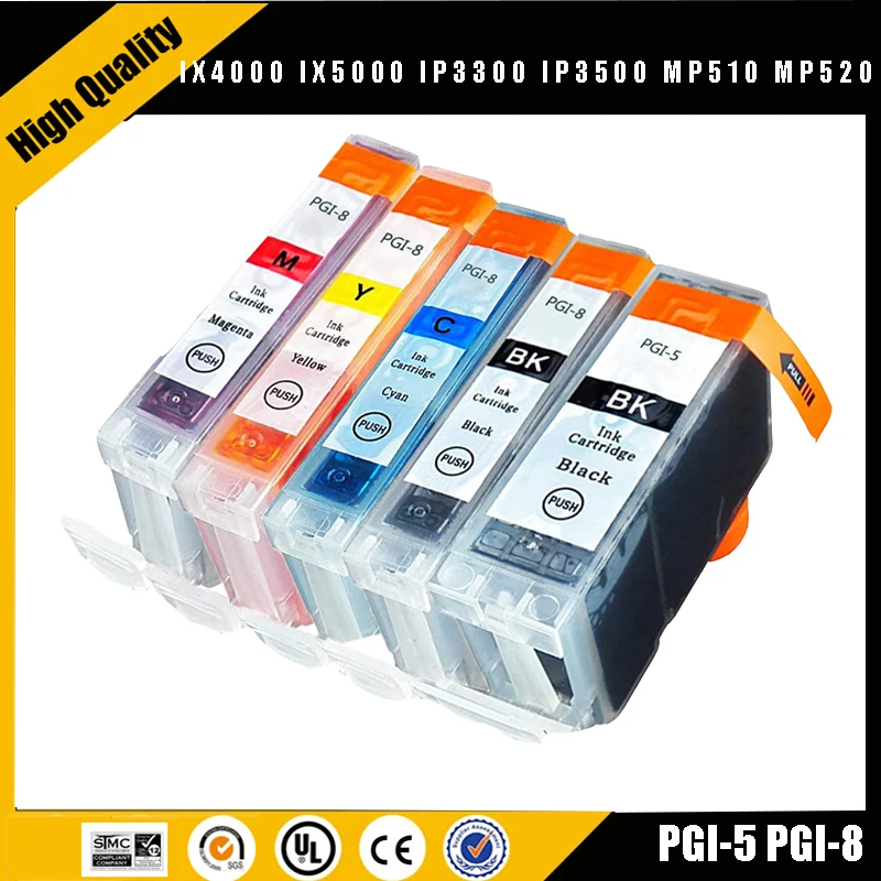 einkshopPGI-5 5BK CLI-8 4color compatible ink cartridge For canon PIXMA IX4000 IX5000 IP3300 IP3500 MP510 MP520 MP520X MX700