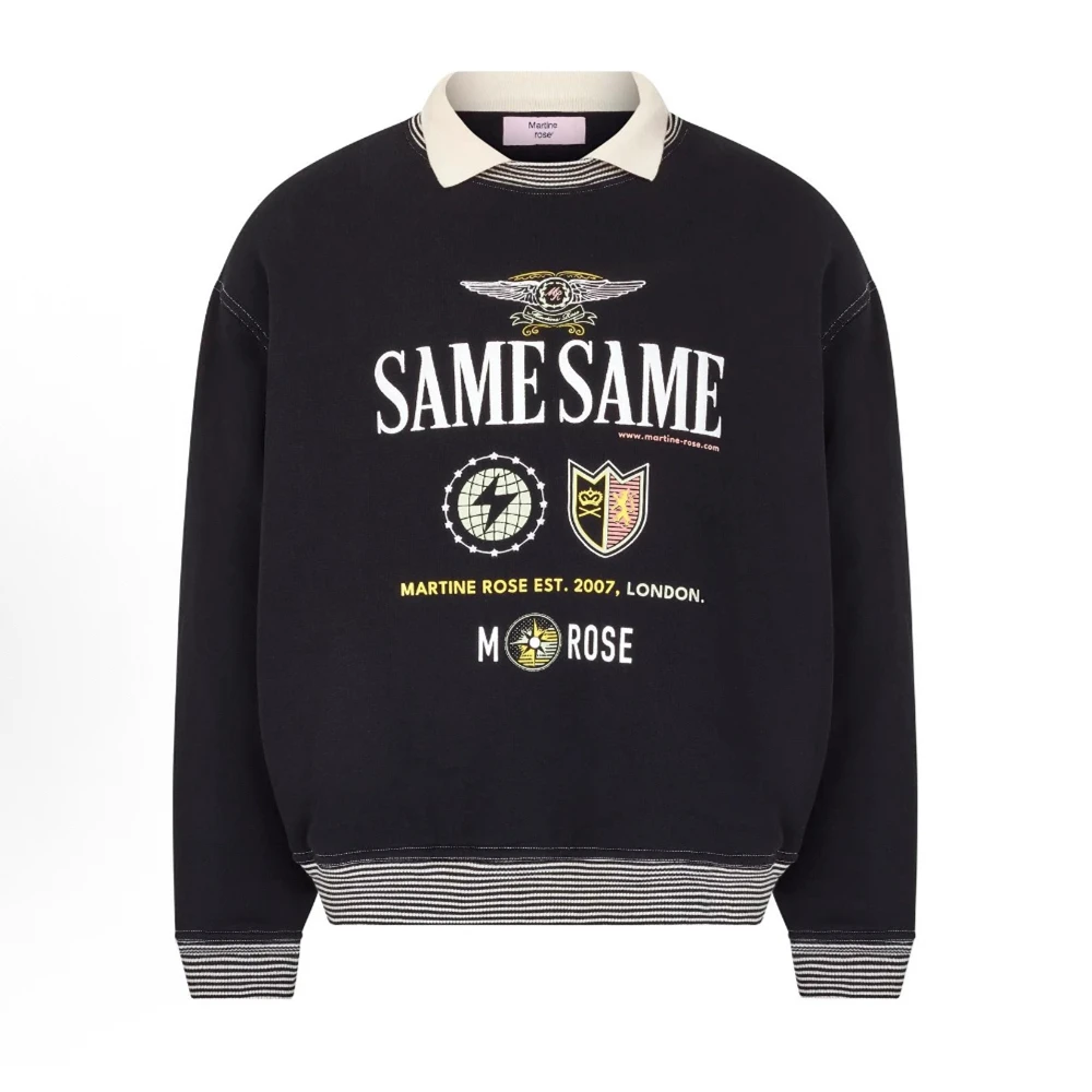 

POLO воротник MARTINE ROSE ретро значок с принтом толстовка с лацканами для мужчин и женщин пуловер высокого качества