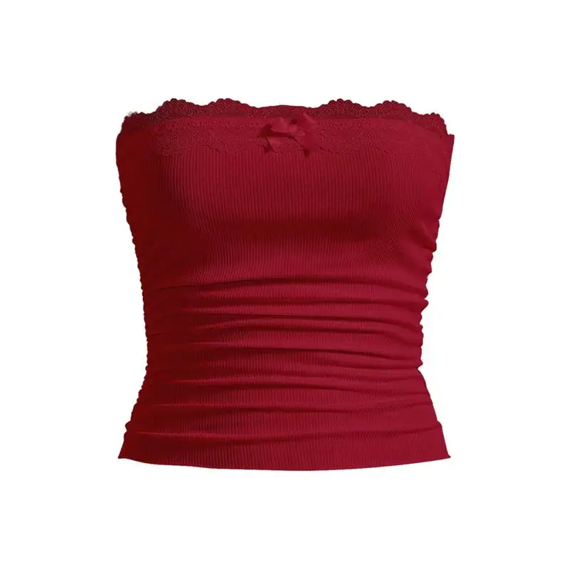 صدرية نسائية جديدة لعام 2025 بتصميم ملفوف ومطوي مع تطريز دانتيل، قصيرة وضيقة، مصنوعة من مواد أخرى بنسبة 00٪، أزياء عصرية للس...