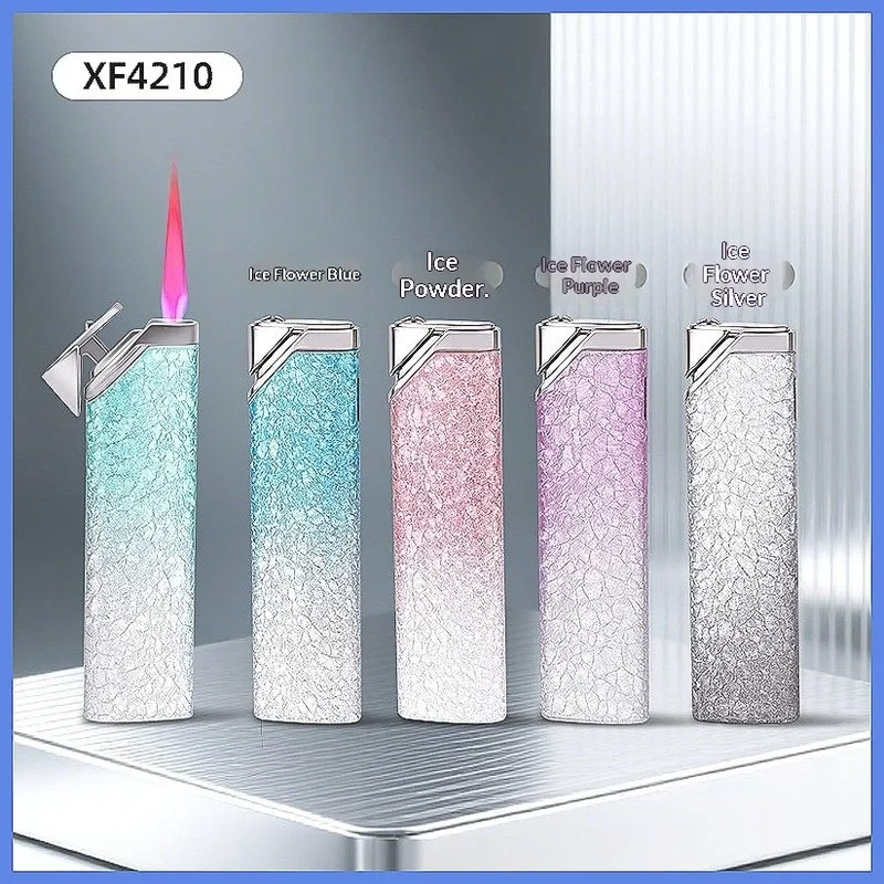 Creative internet celebrity hot item trendy three-dimensional broken ice flower windproof lighter gradient girls gift lighter