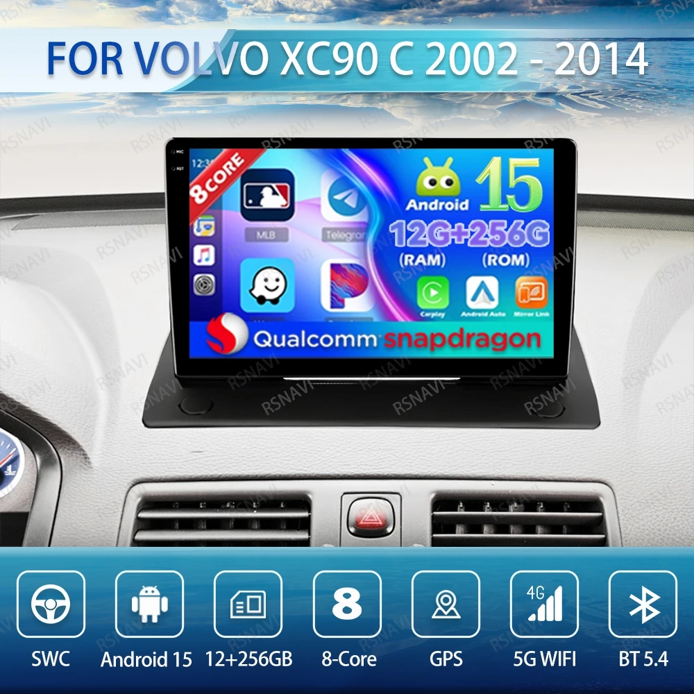 

Android 15 Car Radio For Volvo XC90 C 2002 - 2014 Navigation 4G LTE DSP GPS Head Unit Wireless Carplay Auto DVD Viedo Player BT